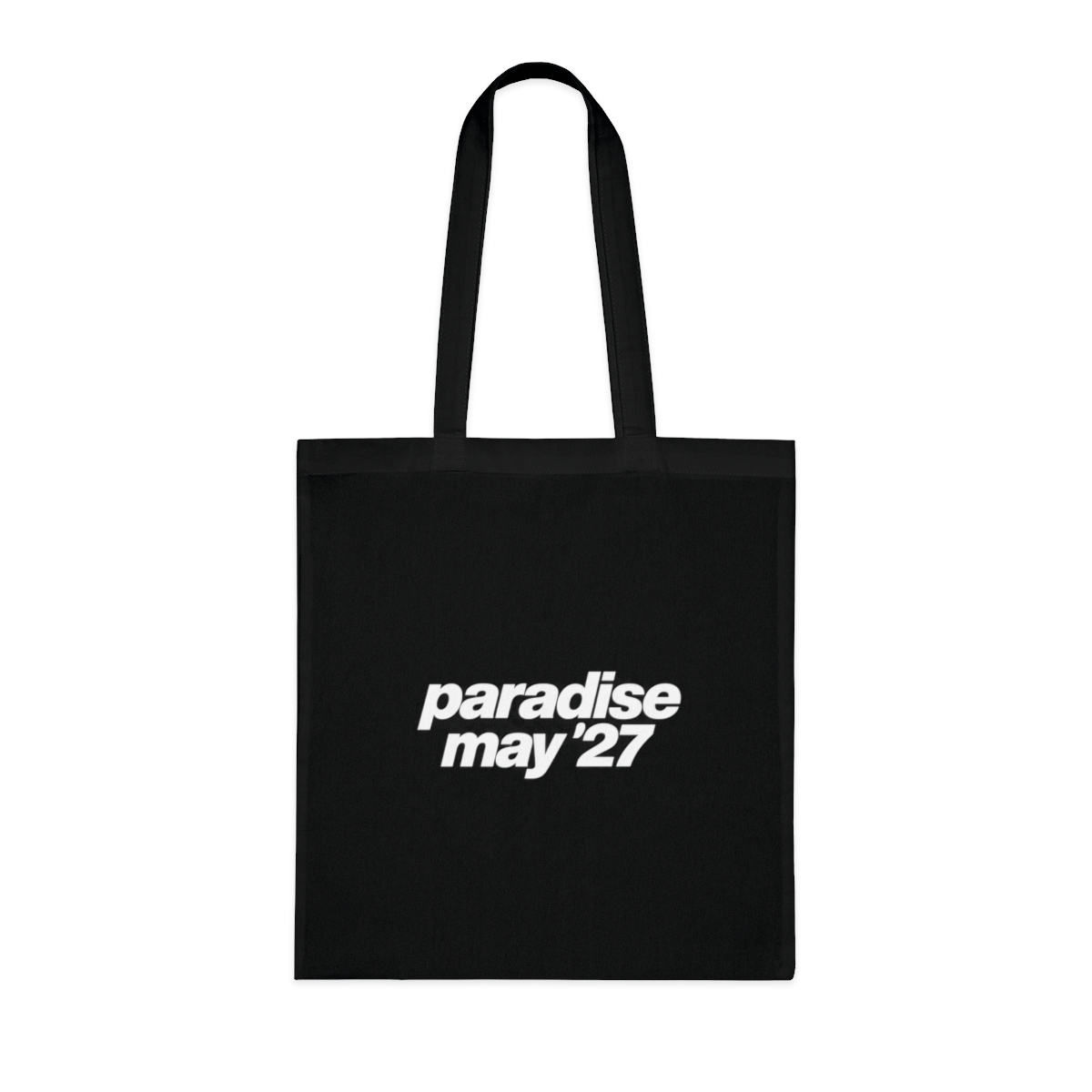 Paradise May '27 Tote Bag — Black Cotton Everyday Market Tote